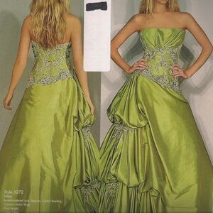 Alfred Angelo Strapless Lime Green Gown with Crystal Accents
